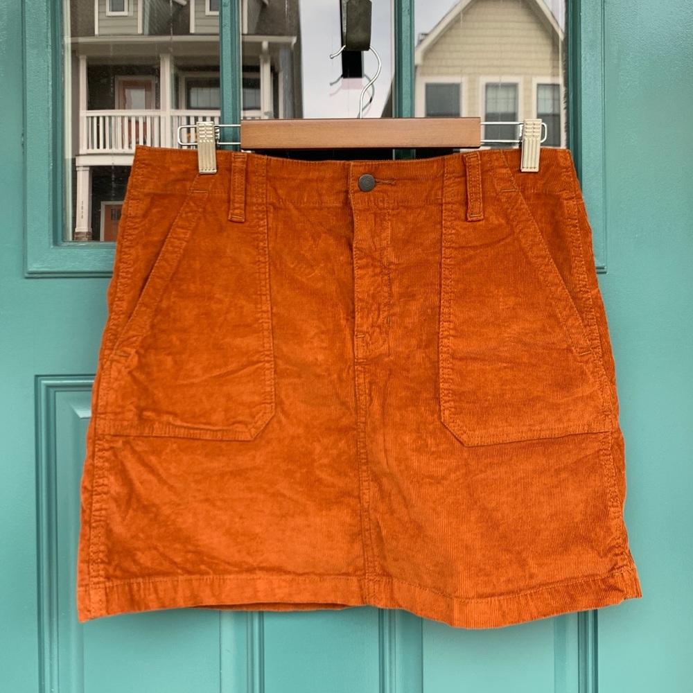 Rust High Waisted Corduroy Mini Skirt